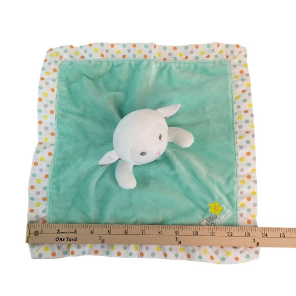 Garanimals Green Little Lamb Lovey Polka Dots Satin Back Rattle Security Blanket - Picture 6 of 7